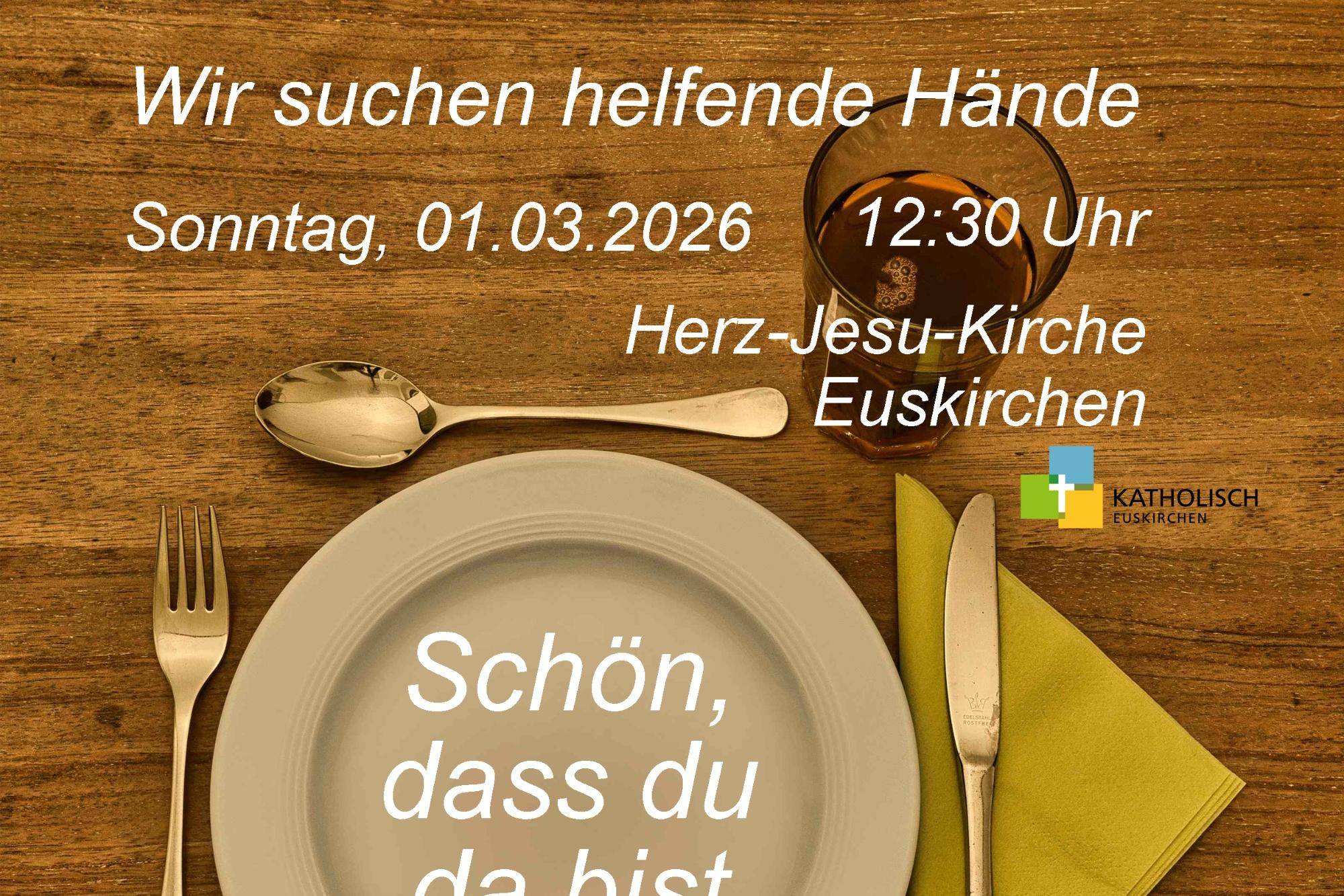 Essen mit Bedürftigen - Schön dass du da bist - Poster Helfer A4