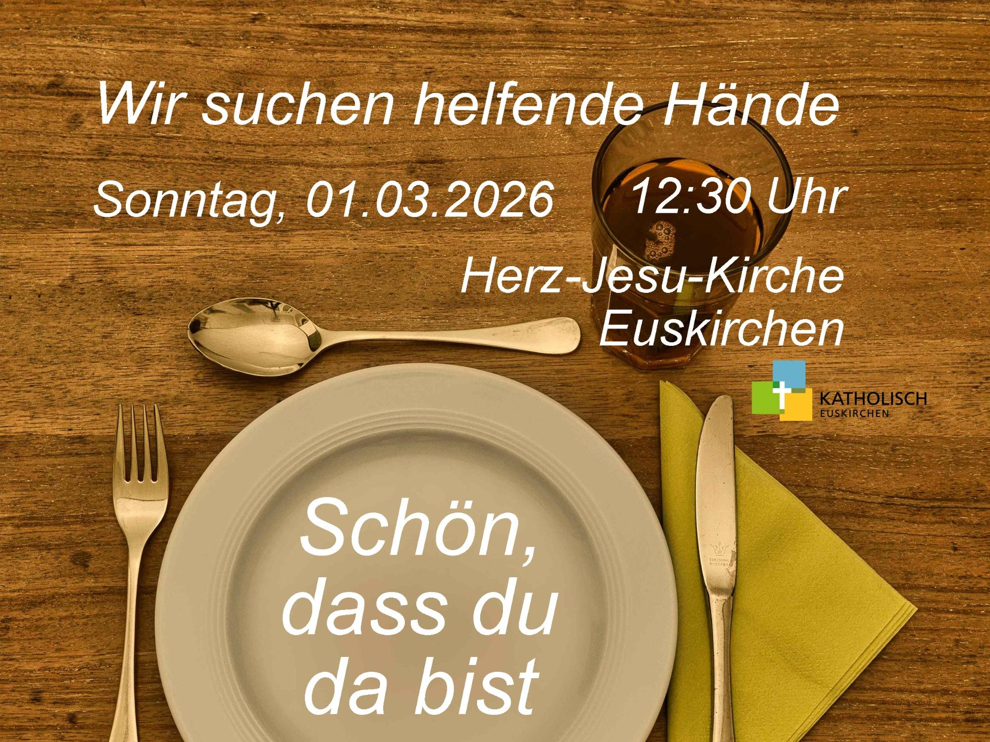 Essen mit Bedürftigen - Schön dass du da bist - Poster Helfer A4