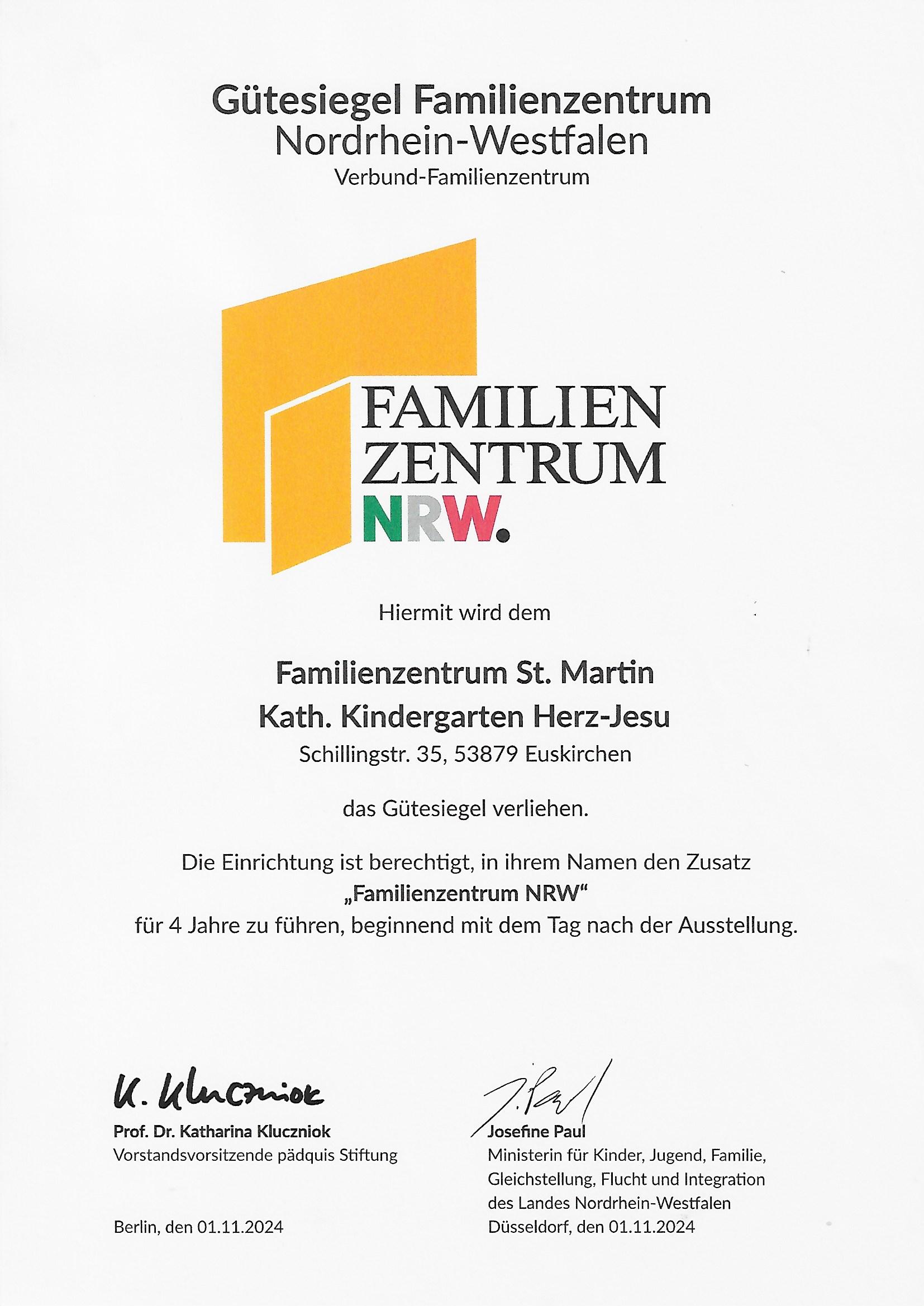 Re-Zertifizierung FZ Kita Herz JEsu